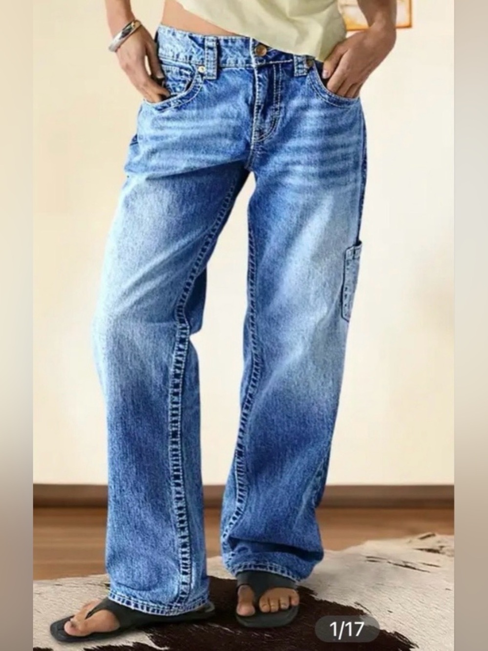 Flamingals #82242 Women's Boot Cut Jeans in Medium Blue Small 31.5” inseam